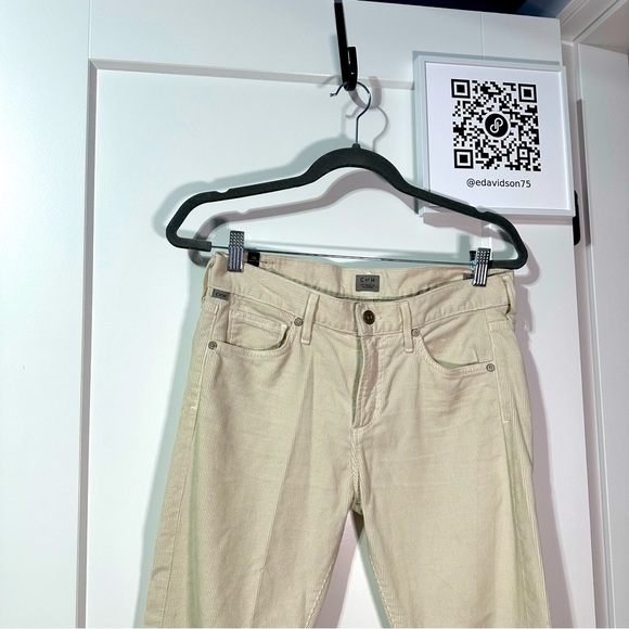 Citizens of humanity beige cream cords corduroy Agnes mid ride straight slim - Picture 1 of 11